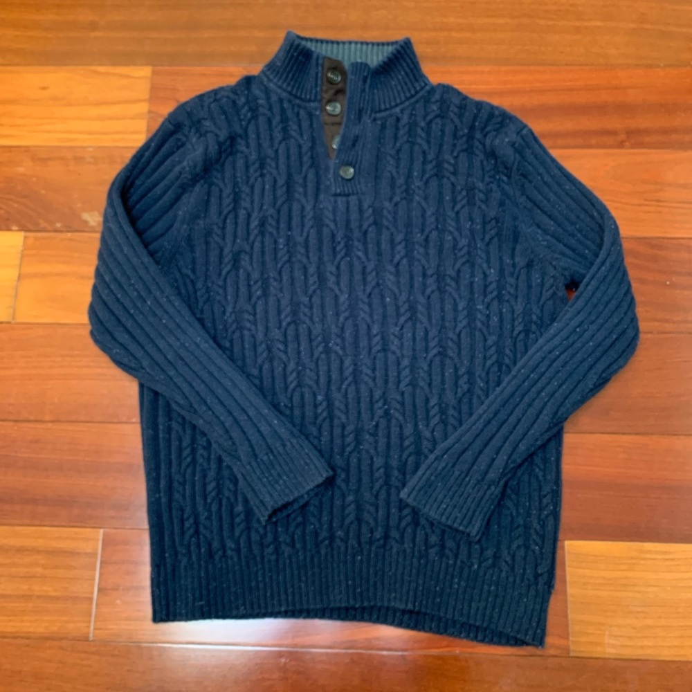 100% cotton sweater 4 button navy blue
